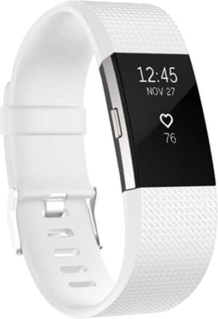 KELERINO. Siliconen polsbandje geschikt voor Fitbit Charge 2 Wit - Large