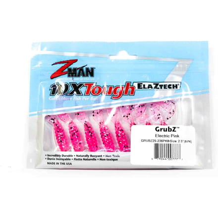 Zman Soft Lure GrubZ 2,5 Inch 8/Pack Elektrisch Roze (7777)
