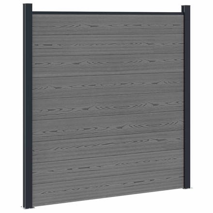 vidaXL - Hekset - 7 - st - 1218 - x - 186 - cm - WPC - en - Aluminium - Grijs