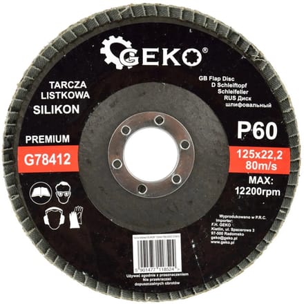 GEKO Silicon Carbide Schuurschijf - 125 mm - Korrel 60 - Voor Steen en Metaal - 10 stuks