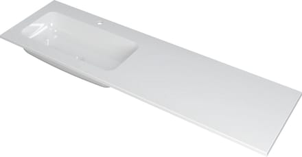 INK Faktor wastafel polystone links met 1 kraangat, 160x45x1,5cm, glans wit