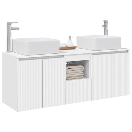 vidaXL - Badkamerkast - set - 3 - st - Wit - 129 - x - 41 - x - 80 - cm - Bewerkt - hout
