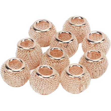 10 Pcs Perles Espacement Rond Maille Creuse Doré Plaqué Bille Espacement Perles DIY Fait Main Perlage pour Fabrication Bijoux Or Rose beige