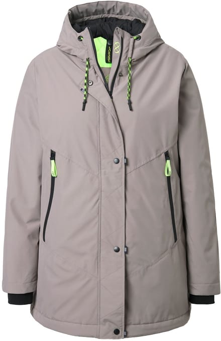 Laurasøn - Dames - Functionele jas capuchon 2-wegrits - Donkertaupe - Maat 44+