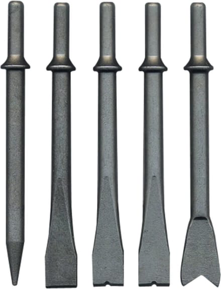 CriKo set van 5 beitels voor compressor hakhamer - Zeskant schacht Ø 10.2 mm - Lengte 175 mm