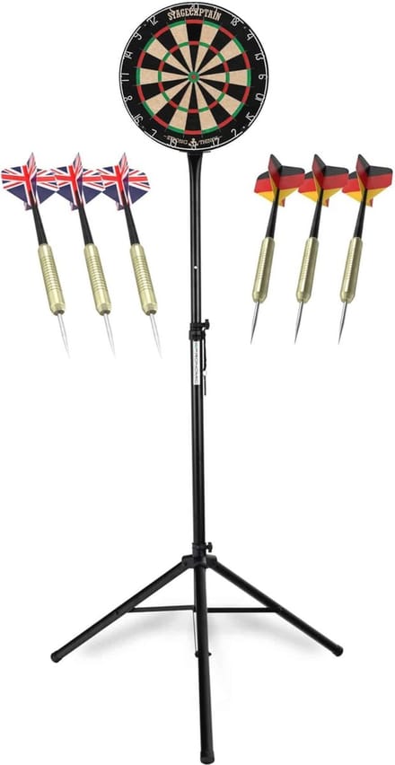 Dartbord set met statief, roterende nummerring en 6 stalen darts