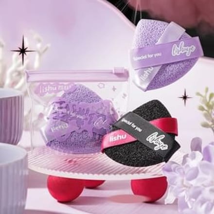 lishu  - Sweet Cool Series Face Cleansing Puff - 2 Colors Purple - 1pc