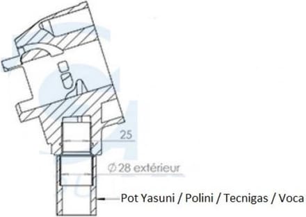 geluiddemper adapter reductiering voor minarelli 50 am6 Ø ext 25/28mm