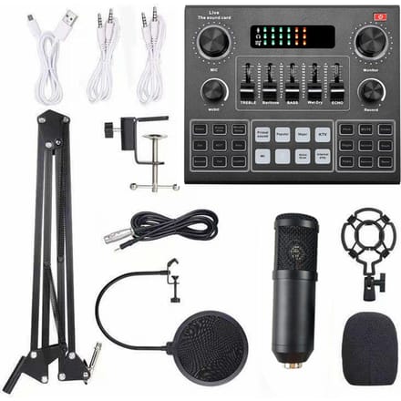 Multifunctionele Live V9-geluidskaart en BM800 ophangmicrofoonset voor uitzendingsopname gray