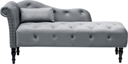 BELIANI IVRY - Chaise longue - Grijs - Linkerzijde - Fluweel