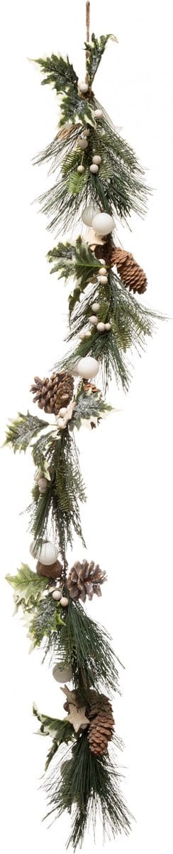 JJA - Groene blad- en dennenappel slinger 1 m kerstdecoratie