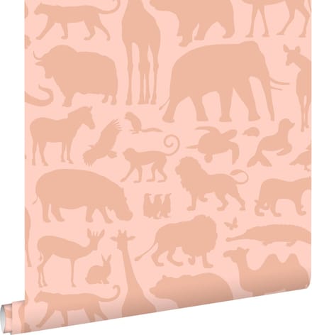 ESTAhome behang dieren terracotta roze - 53 cm x 10.05 m - 139789
