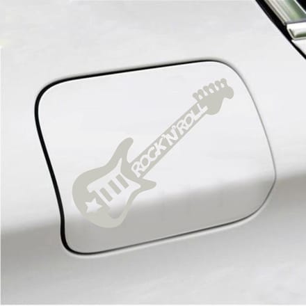 Bumpersticker - Gitaar Rock N Roll - 10,4 X 14,8 - Zilver