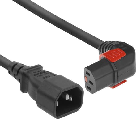 ACT Netsnoer C14 - C13 IEC Lock (onder haaks) zwart 2 m, PC2048 AK5268
