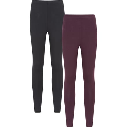 Mountain Warehouse Dames Katoenmix Middelgewicht Leggings (Verpakking van 2) (Bessen)