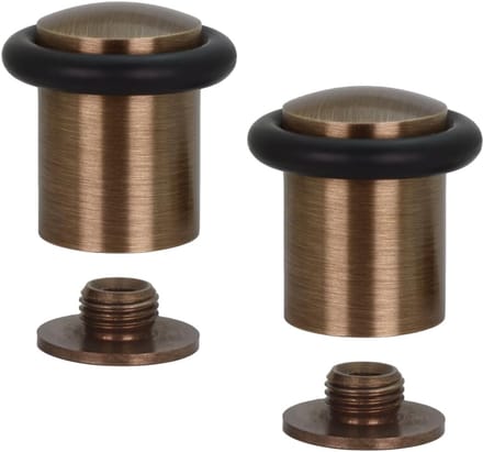 Deurstoppers Vloer - Deurstopper Set - Muren Beschermen - Massief Messing - 24x35 mm - Messing Zwart
