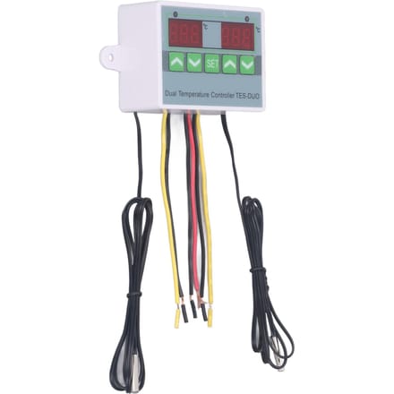 Thermostat numérique étanche à double contrôleur de température avec stockage de données pour reptiles gray
