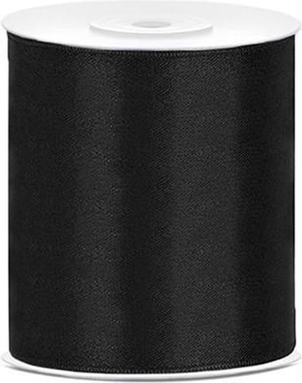 Satijn Lint Zwart 100mm 25m