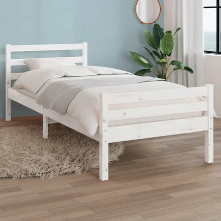 vidaXL - Bedframe - massief - hout - wit - 100x200 - cm
