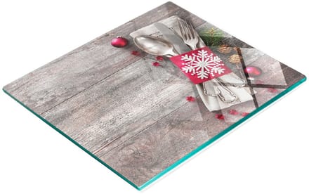 Decoratieve serveerplank van glas met kerstmotief, 60x52 cm