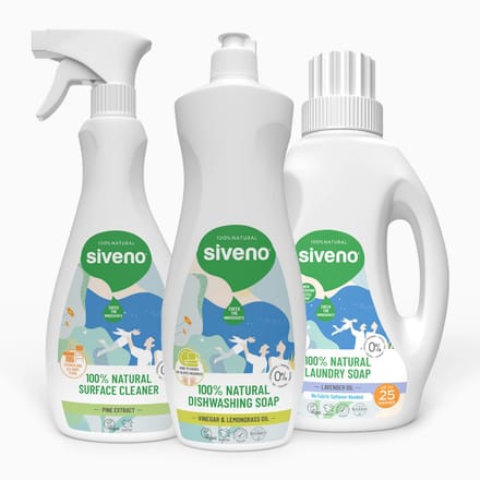 Siveno 100% Natuurlijke Schoonmaakset – Wasmiddel, Afwasmiddel & Allesreiniger – 3-delige Set
