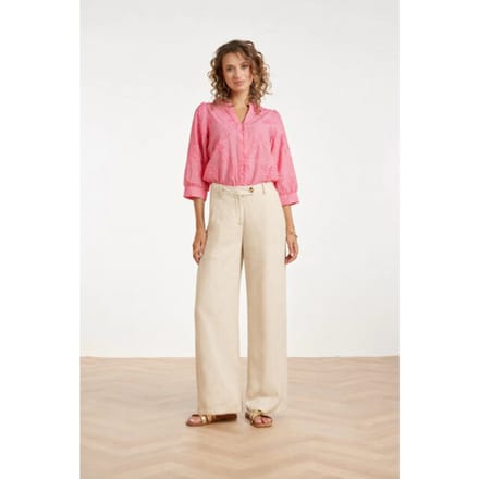 Smashed Lemon Linnen wide leg pantalon |