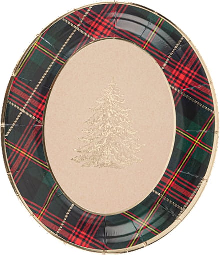 ARTYFETES - 4 ovale kartonnen kersttartan dienbladen 31,5 x 26 cm
