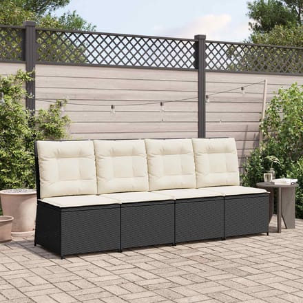 vidaXL - Tuin - Sofa - Zwart - en - Crème - Wit - poly - rattan