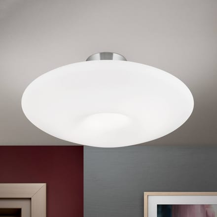 ORION Blanc plafondlamp, opaal glas, mat nikkel