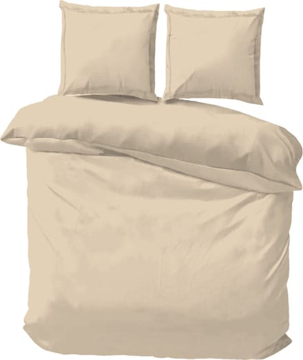 iSleep Satijn Katoen Dekbedovertrek Uni - Eenpersoons - 140x200/220 cm - Medium Beige