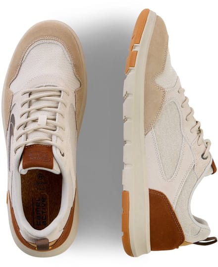 camel active Lichte sneakers van leer en textiel - Maat menswear-45 - Beige