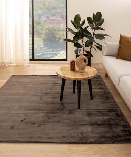 Viscose vloerkleed vierkant - Pearl donkerbruin 250x250
