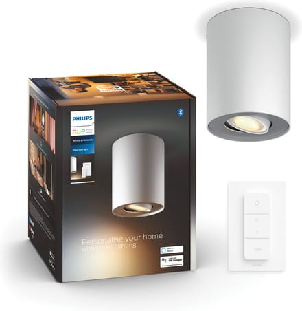 Philips Hue Pillar opbouwspot - warm- tot koelwit licht - 1-spot - wit - 1 dimmer switch - GU10