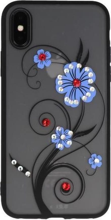 Blauw Lelie TPU backcase cover Hoesje met Diamant voor Apple iPhone X