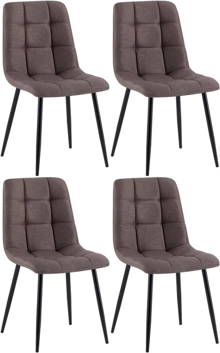 CLP Set van 4 Eetkamerstoelen Tilde - Gestoffeerd - Metalen Onderstel - belastbaar tot 150 kg Stof/bruin