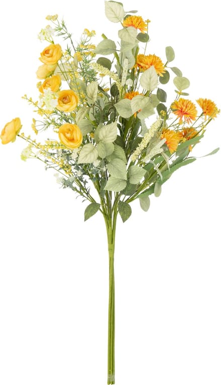 J-Line boeket Bloemen Mix - kunststof - geel