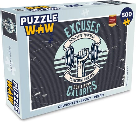 Puzzel Gewichten - Sport - Retro - Legpuzzel - Puzzel 500 stukjes