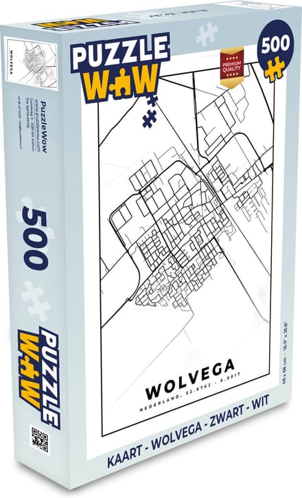 Puzzel Kaart - Wolvega - Zwart - Wit - Legpuzzel - Puzzel 500 stukjes