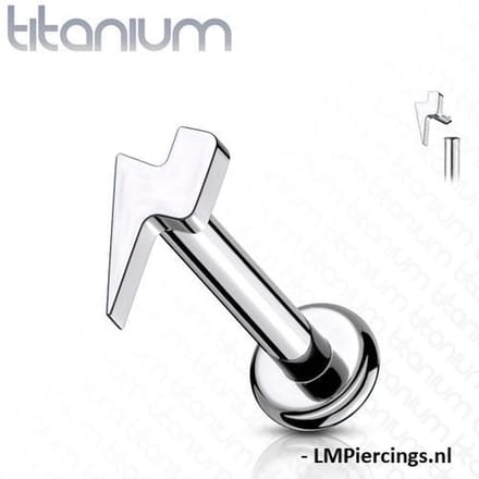 Piercing titanium bliksem intern schroefdraad 1.2x8 - zilver - LMPiercings