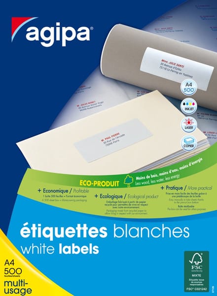 agipa adres etiketten 70x35mm wit