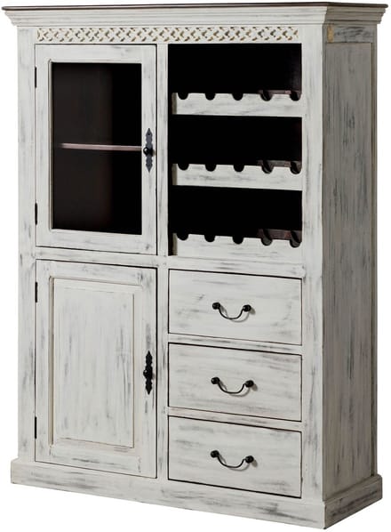 MASSIVMOEBEL24.DE mango / acacia wijnkast wit massief hout 120x45x160 cm gewaxed gemonteerd CASTLE-ANTIK #116