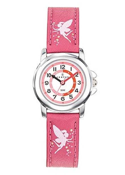 Certus-Kinderhorloge-Hart roze lederen band-Elfjes.