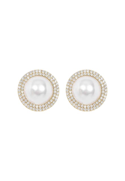 Margot Bardot Mallory Pearl Studs Gold