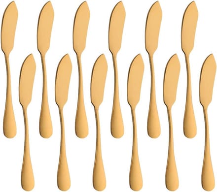 Mmgoqqt 12pcs Stainless Steel Butter Spreader Gold Elegant Kitchen Utensil Set