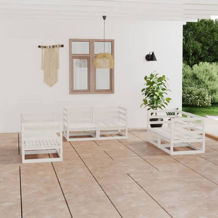 vidaXL - 6-delige - Loungeset - massief - grenenhout - wit
