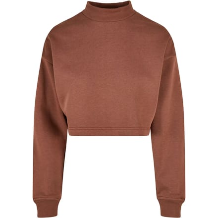 Urban Classics - Oversized Sweat High Neck Crew bark Crop Sweater/Trui - XL - Bruin