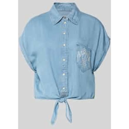 jeansblouse met borstzak model 'AMBRA'