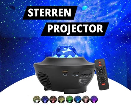 Sterrenhemel Projector – RGBW Ocean Wave – Groene Laser – Bluetooth Muziek – Afstandsbediening – Timer – USB – Zwart