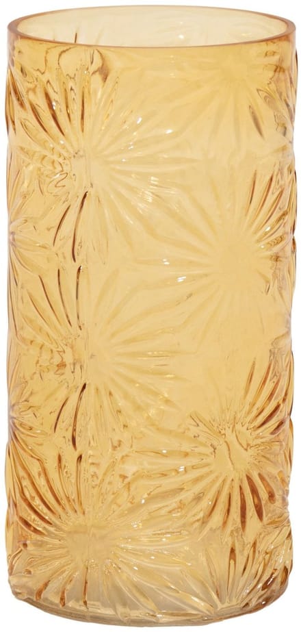 Mega Collections Bloemenvaas Debby - oranje - glas - bloem relief - 15 x 35 cm