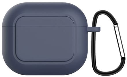 Case cover - Apple Airpods 3 - blauw siliconen - met musketon